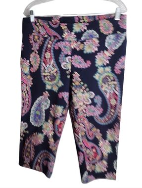 Zac & Rachel women's paisley capri pants size 14 pull on boho style plus size